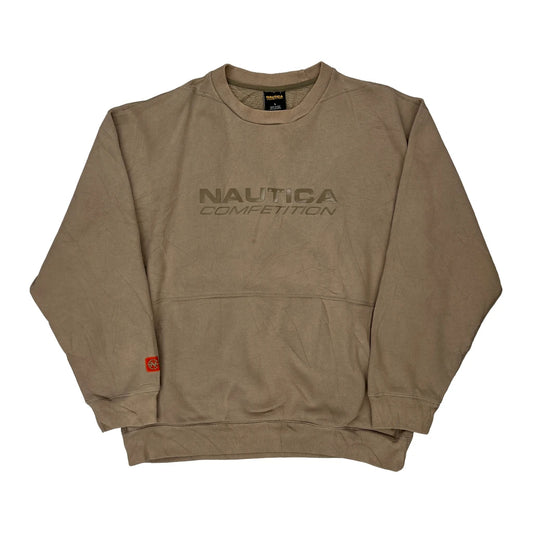 Nautica Sweatshirt - Large Beige Cotton Blend