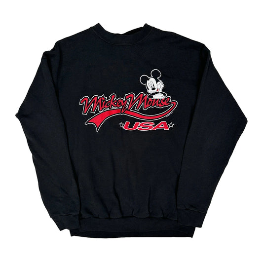 Mickey Mouse Mickey Unlimited Cartoon Sweatshirt - Large Black Cotton