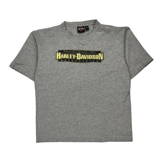 Harley Davidson Graphic T-Shirt - Large Grey Cotton Blend