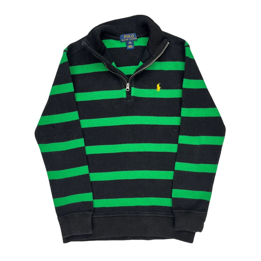 Age 10-12 Ralph Lauren Striped 1/4 Zip - Medium Block Colour Cotton