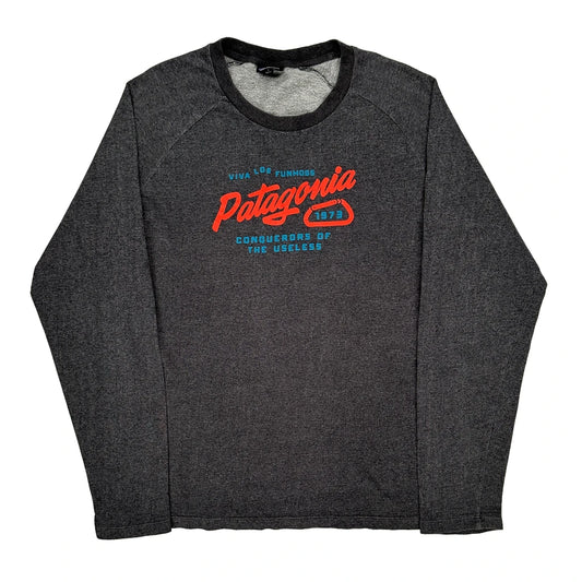 Patagonia Long Sleeve T-Shirt - Large Grey Cotton