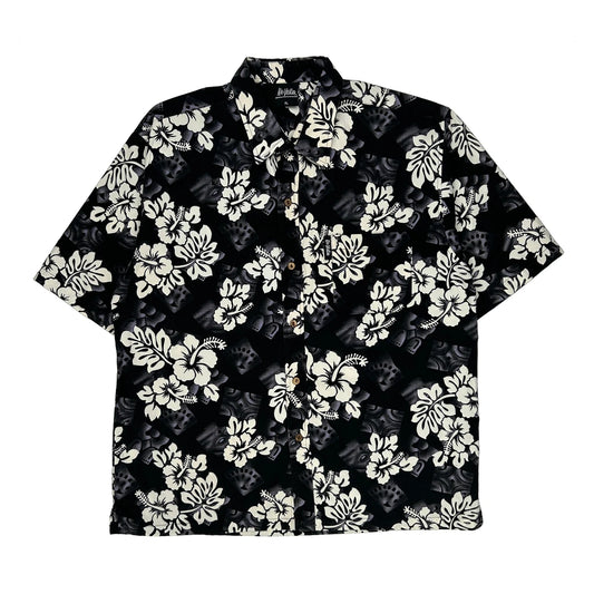 Kai Veikau Floral Hawaiian Shirt - XL Black Cotton