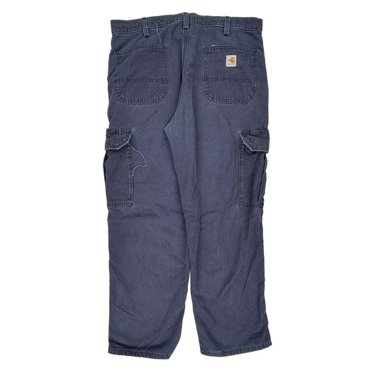 Carhartt Cargo Trousers - 36W 30L Blue Cotton Blend