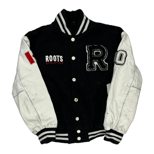 Canada, Age 13-14 Roots Athletics College Varsity Jacket - Large Black Wool Blend