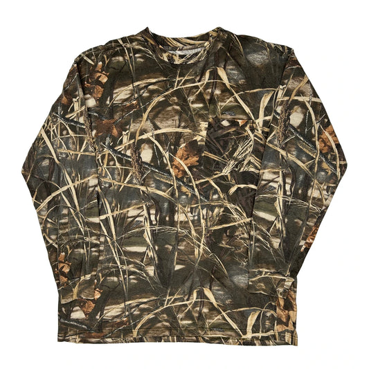 Cabelas Camo Long Sleeve T-Shirt - XL Green Cotton