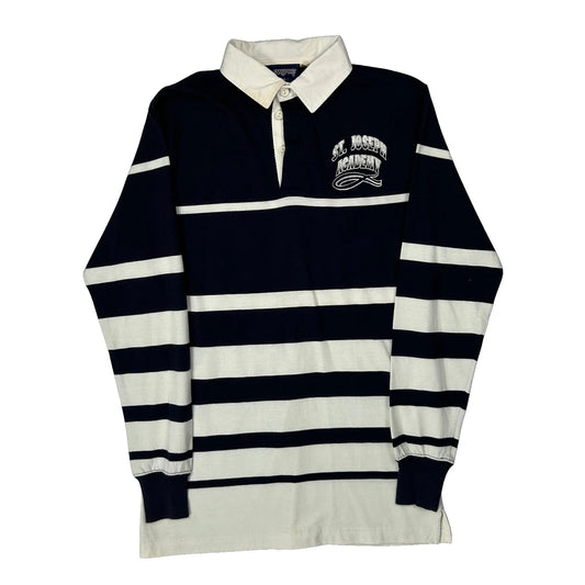 Vintage Jansport Striped Rugby Shirt - Large Navy Cotton