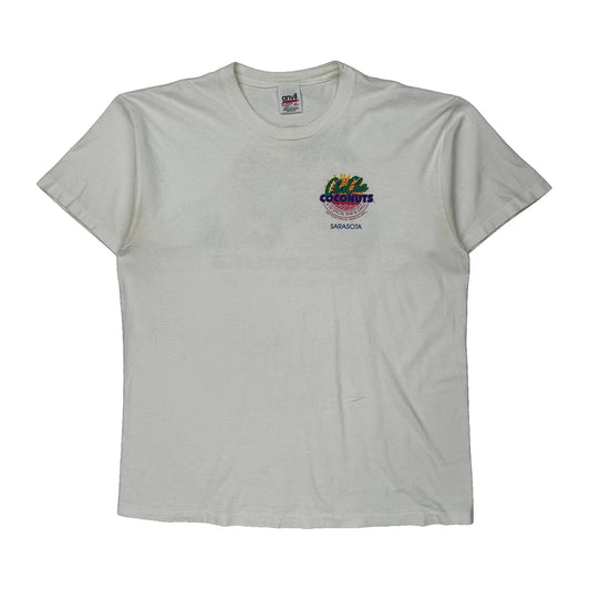 Cha Cha Coconuts Anvil Graphic T-Shirt - XL White Cotton