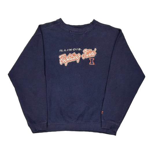 Illinois Fighting Illini Starter College Sweatshirt - Large Navy Cotton