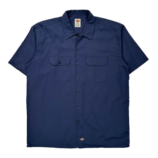 Dickies Short Sleeve Shirt - XL Navy Polyester Blend