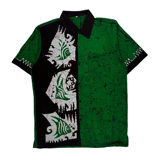 Unbranded Graphic Short Sleeve Shirt - XL Green Cotton