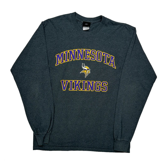 Vintage Minnesota Vikings Nfl Long Sleeve T-Shirt - Medium Grey Cotton Blend