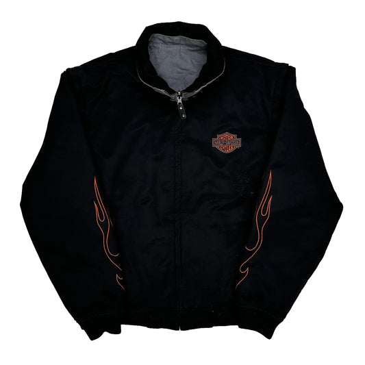 Vintage Motorcycles Harley Davidson Graphic Bomber Jacket - XL Black Polyester