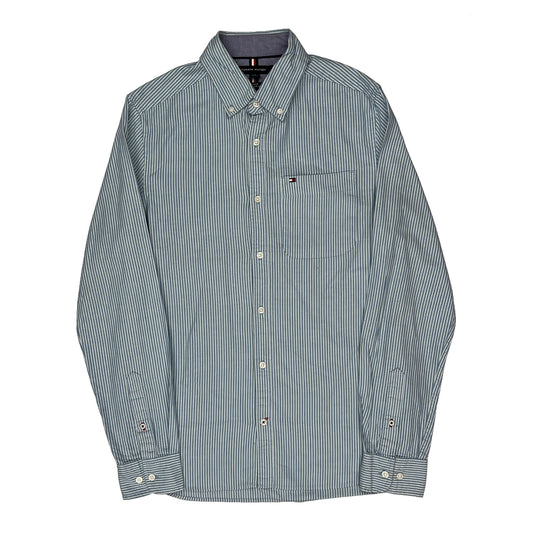 Vintage Tommy Hilfiger Slim Fit Shirt - Small Blue Cotton