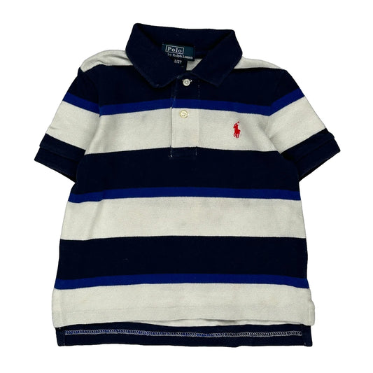 Age 2 Polo By Ralph Lauren Striped Polo Shirt - XS Blue Cotton