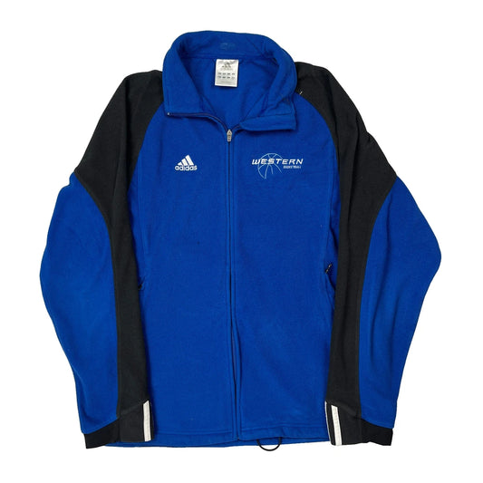 Vintage Western Basketball Adidas Fleece Jacket - Medium Blue Polyester