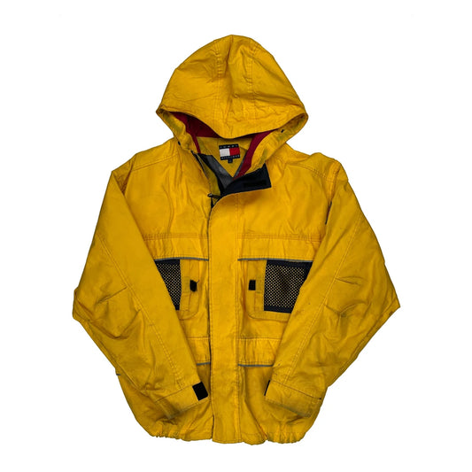 90S Tommy Hilfiger Technical Windbreaker - Large Yellow Nylon