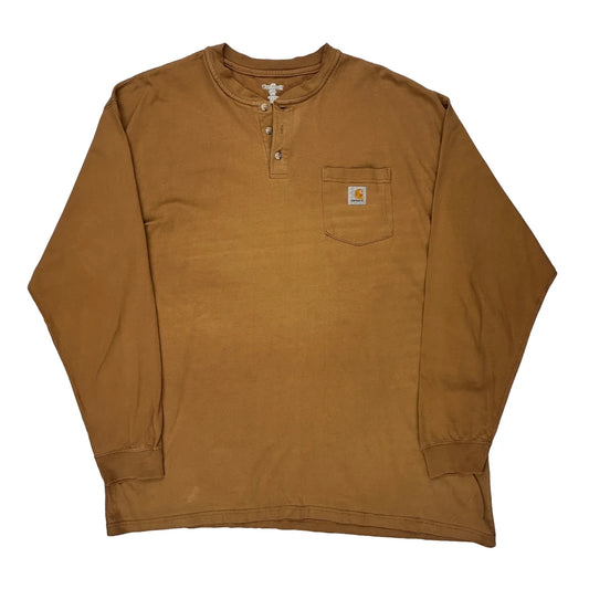 Carhartt Long Sleeve T-Shirt - 2XL Brown Cotton
