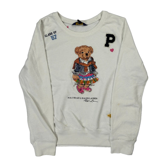 Age 16 Polo By Ralph Lauren Graphic Long Sleeve T-Shirt - XL White Cotton