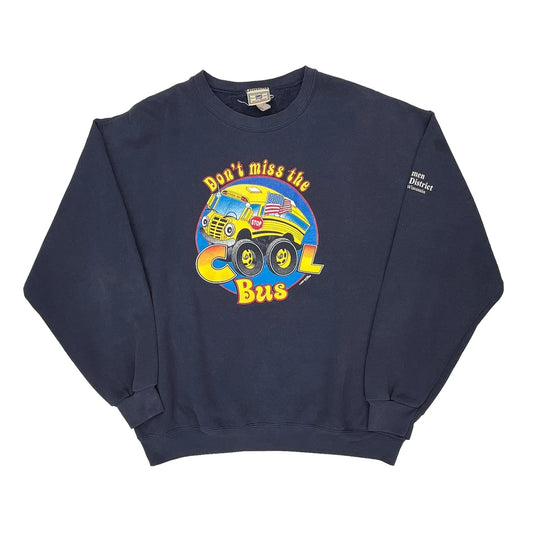 Lee Graphic Sweatshirt - Large Navy Cotton Blend