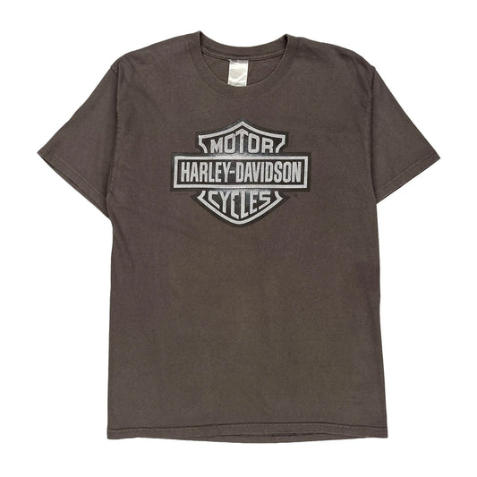 Savannah Harley Davidson Graphic T-Shirt - Large Brown Cotton