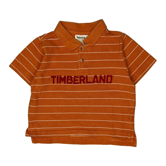Vintage Age 24 Months Timberland Striped Polo Shirt - 2XS Orange Cotton