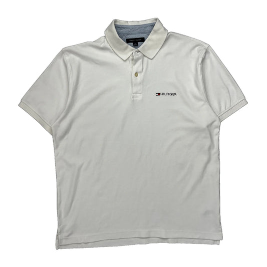 Tommy Hilfiger Polo Shirt - Large White Cotton