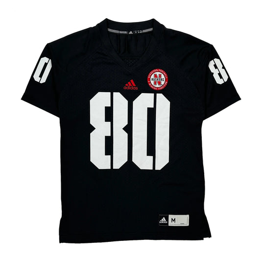 Vintage Huskers Adidas Football Jersey - Medium Black Polyester