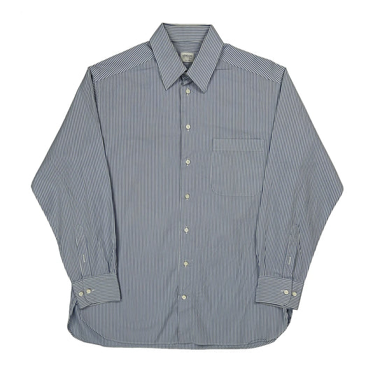 Armani Striped Shirt - Large Blue Cotton