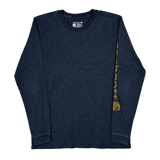 Carhartt Long Sleeve T-Shirt - Small Blue Cotton
