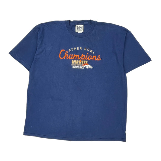 Super Bowl Champions Lee Sport Football T-Shirt - XL Blue Cotton