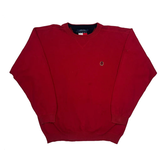 Vintage Tommy Hilfiger Chunky Knit Jumper - Large Red Cotton