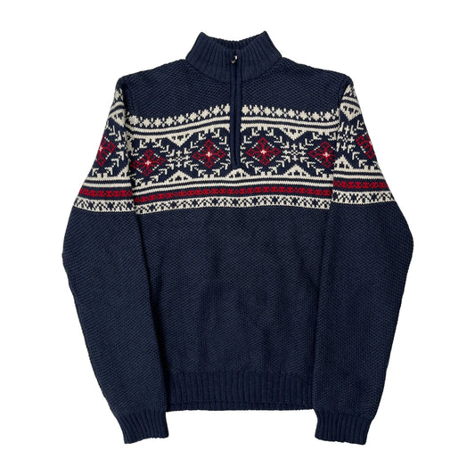 Vintage Unbranded Christmas Jumper - Large Blue Wool Blend