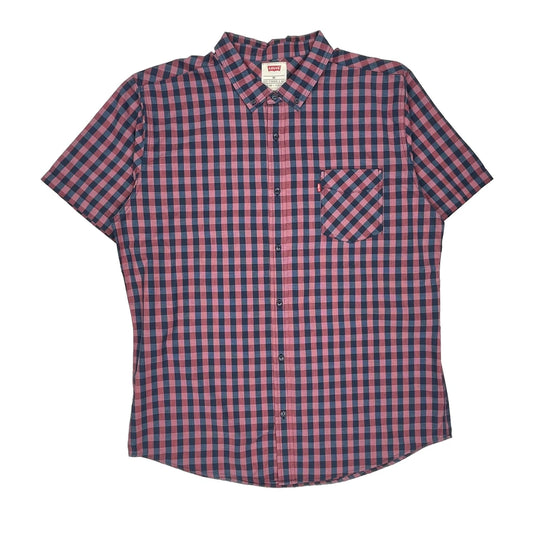 Levis Checked Short Sleeve Shirt - 2XL Blue Cotton