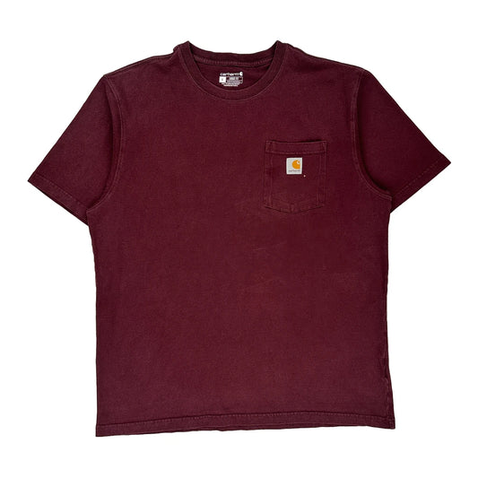 Carhartt T-Shirt - Large Burgundy Cotton