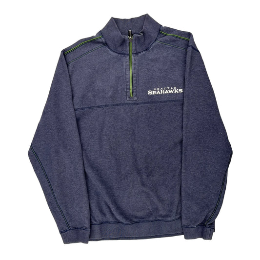 Seattle Seahawks Nfl Nfl 1/4 Zip - Large Blue Cotton Blend