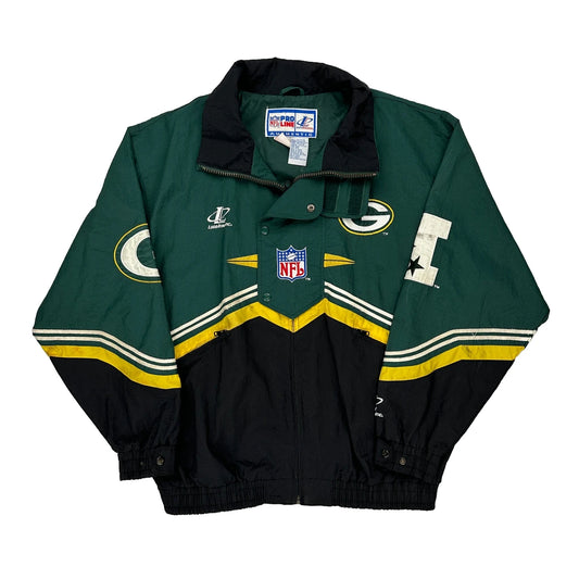 Green Bay Packers Logo Athletics Nfl Jacket - Large Black Nylon
