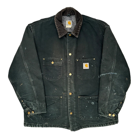 Vintage Carhartt C01 Blk Chore Jacket - Large Black Cotton