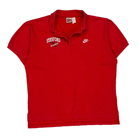 Stanford Basketball Nike College Polo Shirt - Large Red Cotton