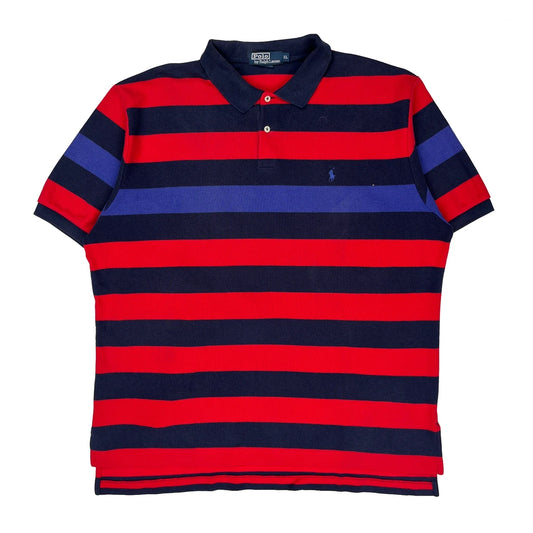 Vintage Polo By Ralph Lauren Striped Polo Shirt - XL Red Cotton