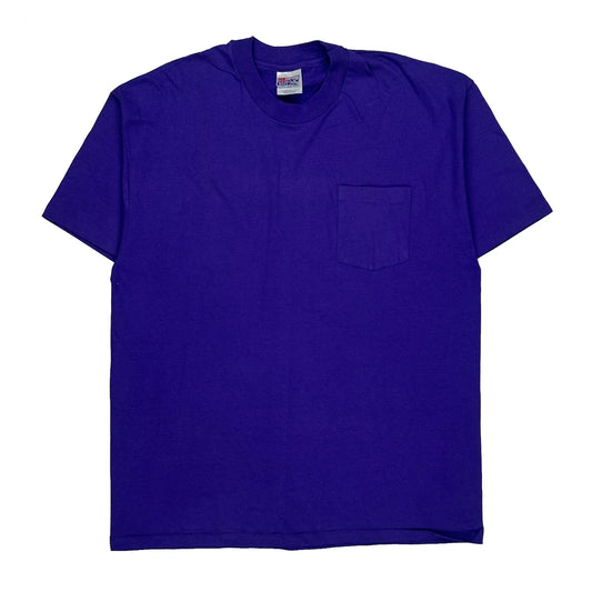 Hanes Single Stitch T-Shirt - XL Purple Cotton