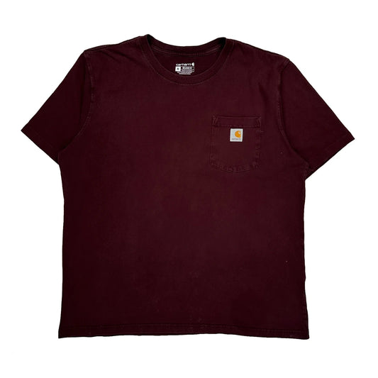 Vintage Carhartt T-Shirt - XL Burgundy Cotton