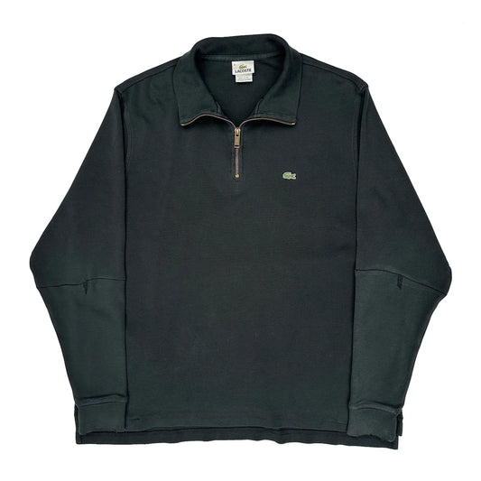 Vintage Lacoste 1/4 Zip - 3XL Black Cotton