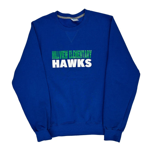 Hillview Elementary Hawks Russell Athletic College Sweatshirt - Small Blue Cotton Blend