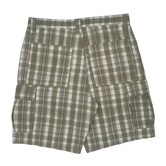 Wrangler Checked Cargo Shorts - 32W 8L Green Cotton