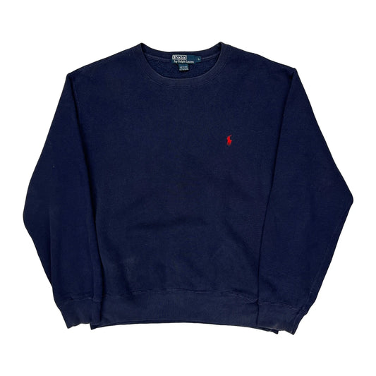 Polo By Ralph Lauren Sweatshirt - Large Navy Cotton Blend