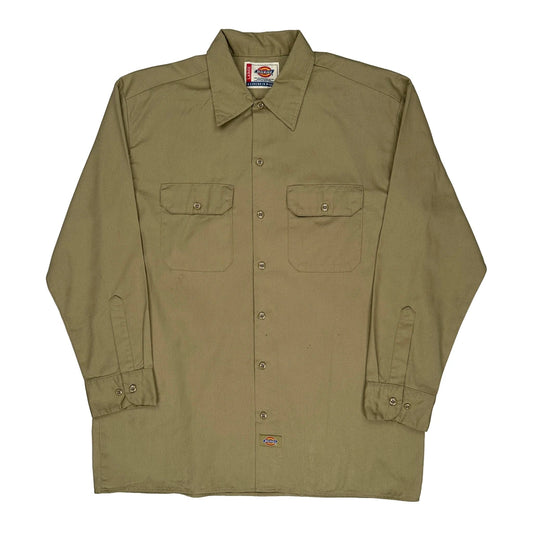 Dickies Shirt - Large Khaki Polyester Blend
