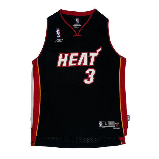 Age 14-16 Reebok Miami Heat Dwayne Wade Jersey - Large Black Polyester