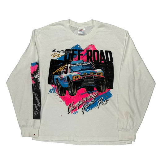 Off Road Racing Tee Jays Graphic Long Sleeve T-Shirt - XL White Cotton