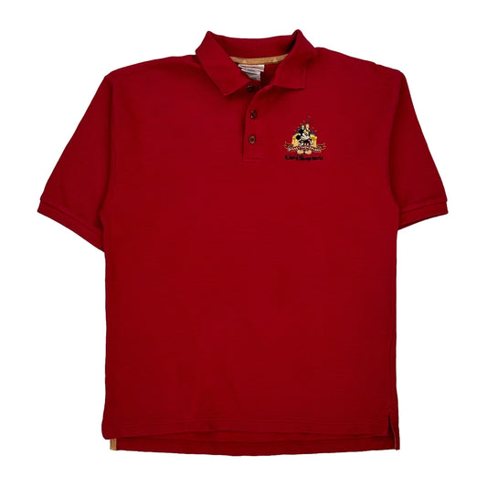 Mickey Mouse Disney Polo Shirt - Medium Red Cotton