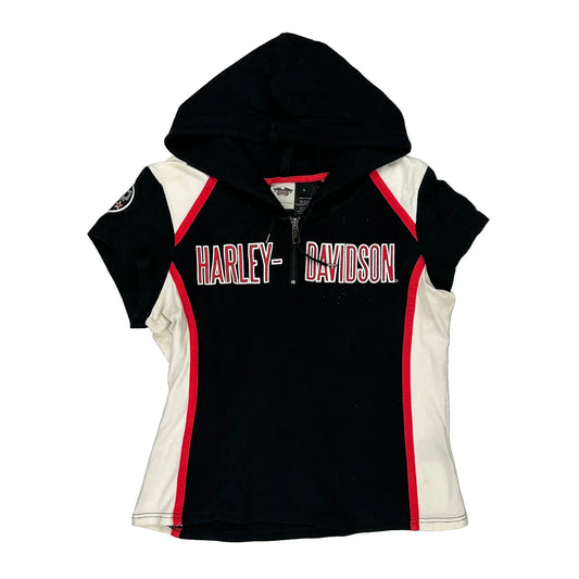 Harley Davidson Spellout Hoodie - Large Black Cotton